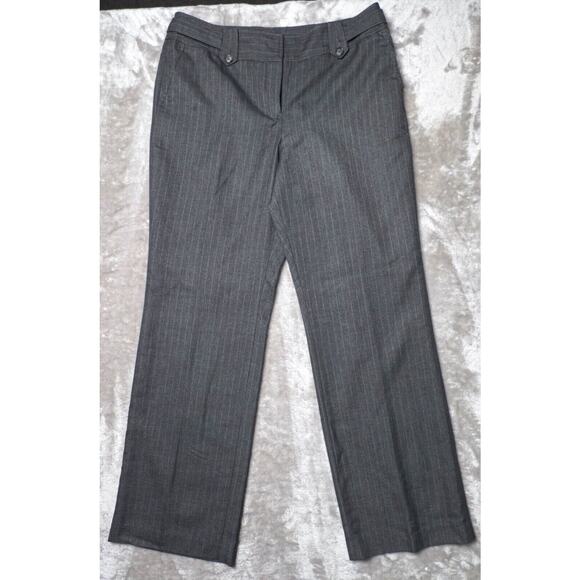 Express Editor Gray Pinstripe Straight Leg Pants Curvy Fit Womens Size 10 - Picture 2 of 15